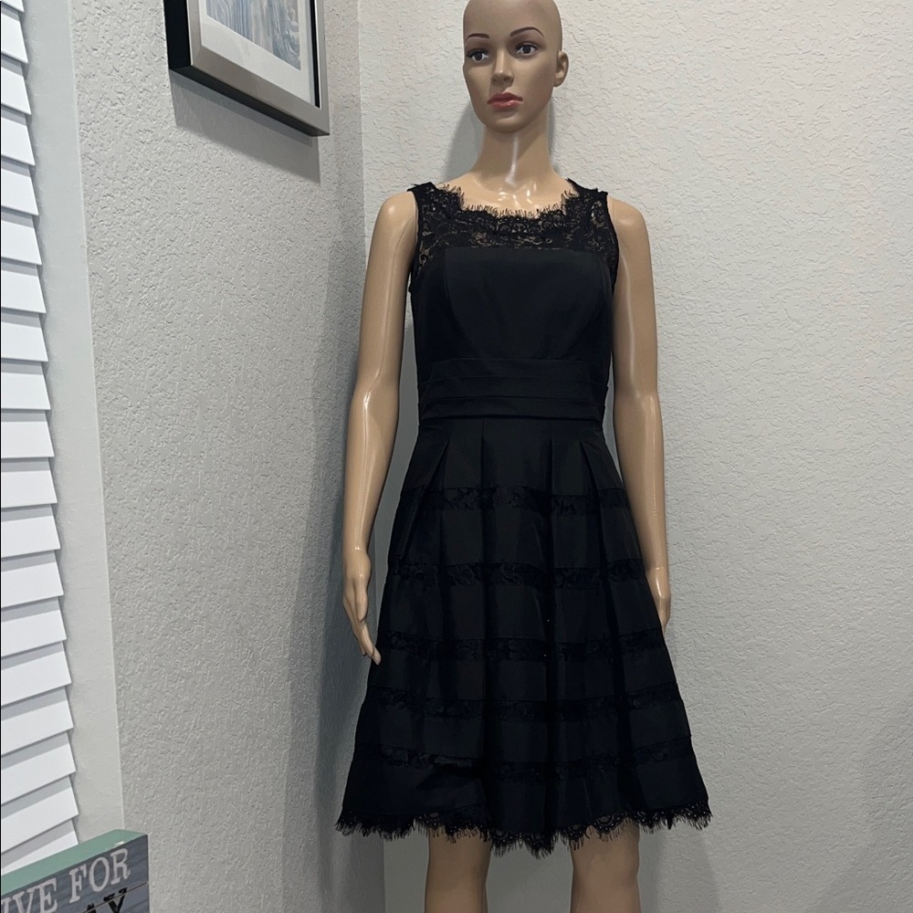 NWOT-White House Black Market Black Lace Midi Dress